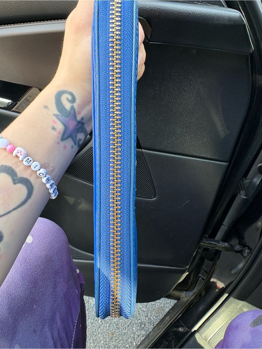 kate spade Bright Blue Patent Zip Wallet with Gold Logo - Picture 6 of 15